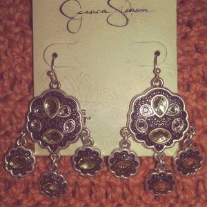 Silver & White Stone Earrings Jessica Simpson